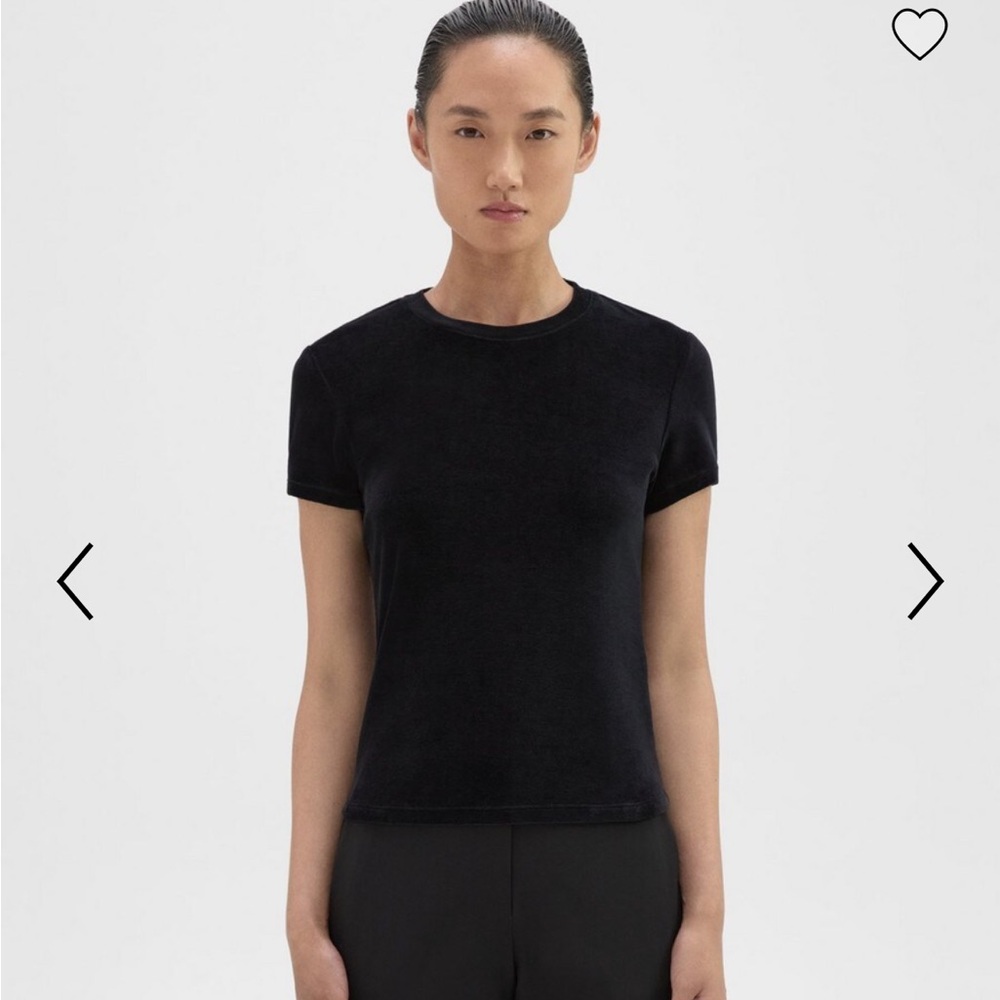 Theory Black Velour Short Sleeve Tee